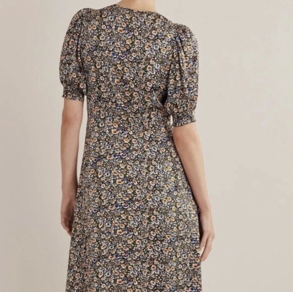 BODEN Black Floral Midi Dress - Picture 4 of 9